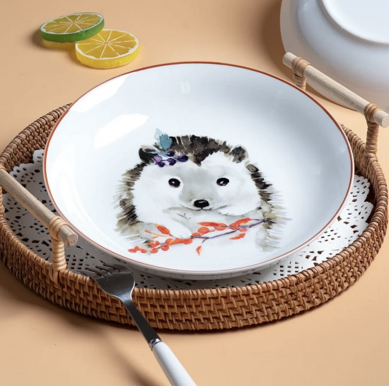 Детская керамическая тарелка с ёжиком