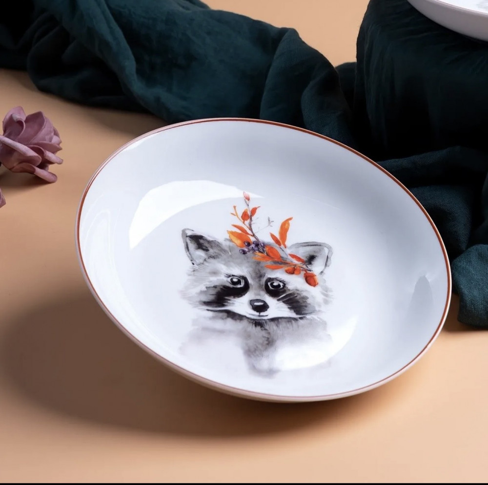 Детская керамическая тарелка с енотом