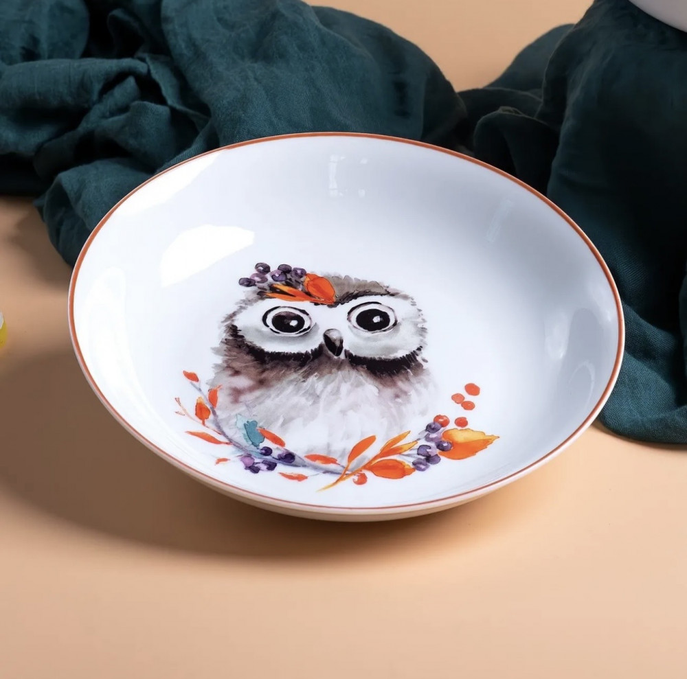 Детская керамическая тарелка с совой