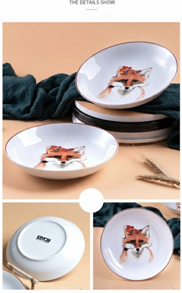 Детская керамическая тарелка с лисой