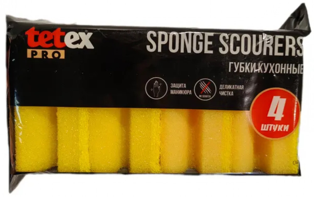 Набор губок для мытья посуды профильных с полимером «Sponge Scourers» | Tetex
