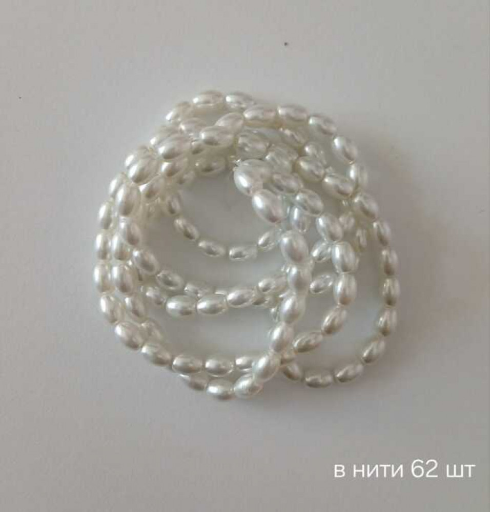 Нить бусин под жемчуг «Рис»