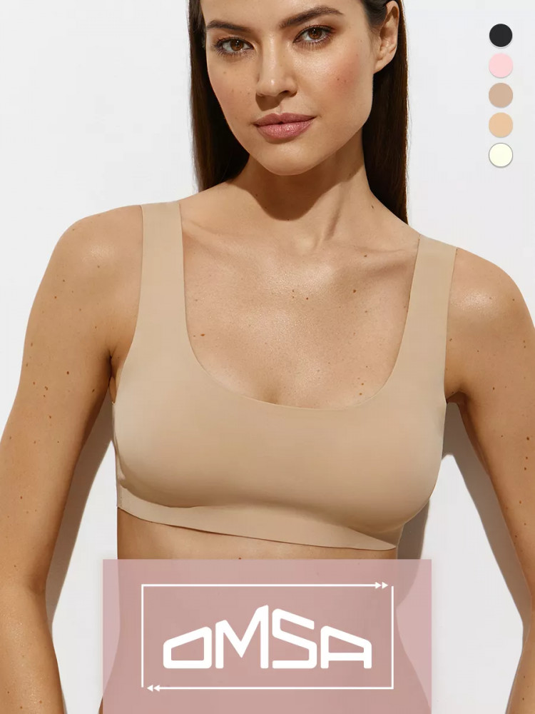 Кроп-топ женский на широких бретелях с вкладышами | Invisible | Omsa