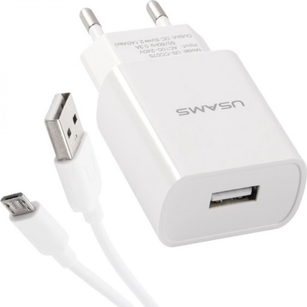 Комплект СЗУ T21 2.1A 1xUSB порт + кабель MicroUSB | Usams