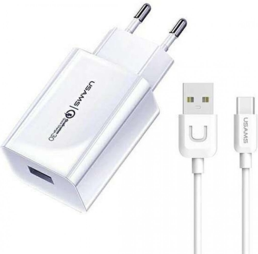 Комплект СЗУ T48 18W QC3.0 1xUSB порт + кабель Type-C | Usams