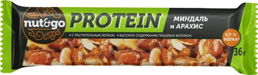 Батончик «Миндаль и арахис» | Protein | Nut&Go