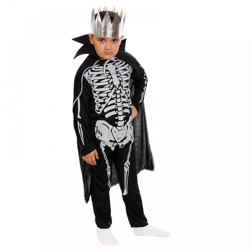 Карнавальный костюм «Кощей Бессмертный»: комбинезон, корона, накидка, рост 130-140 см
