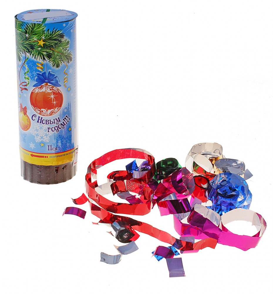 Хлопушка поворотная «С новым годом!», 11 см, конфетти + фольга серпантин | Страна Карнавалия