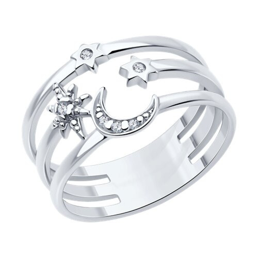 Кольцо из серебра с фианитами | SKLV | SOKOLOV