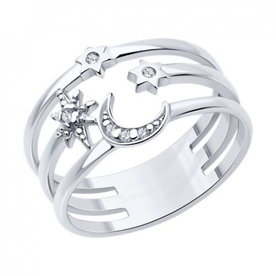 Кольцо из серебра с фианитами