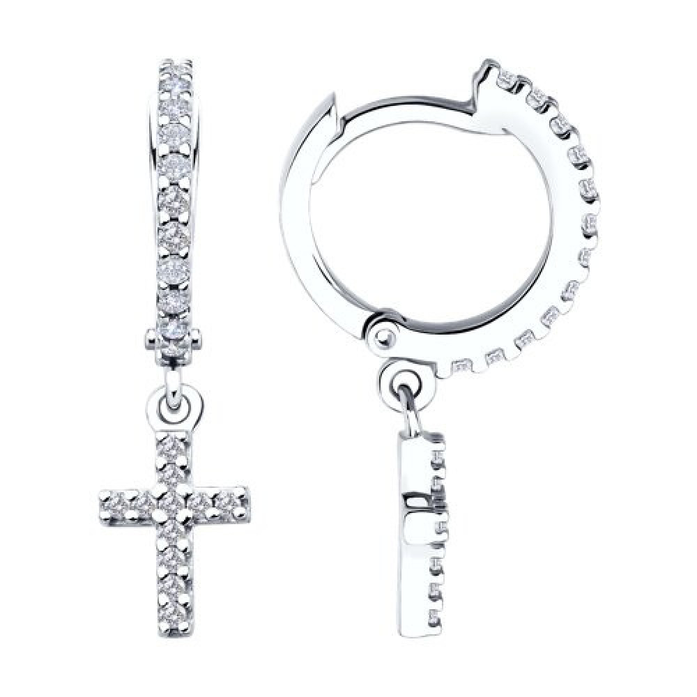 Серьги из серебра с фианитами | SKLV | SOKOLOV