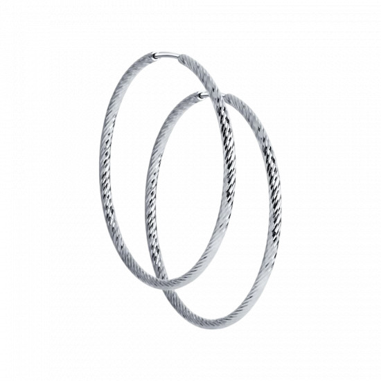 Серьги конго из серебра с алмазной гранью