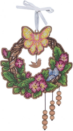 Набор для вышивания на деревянной основе «Пасхальный венок 1»