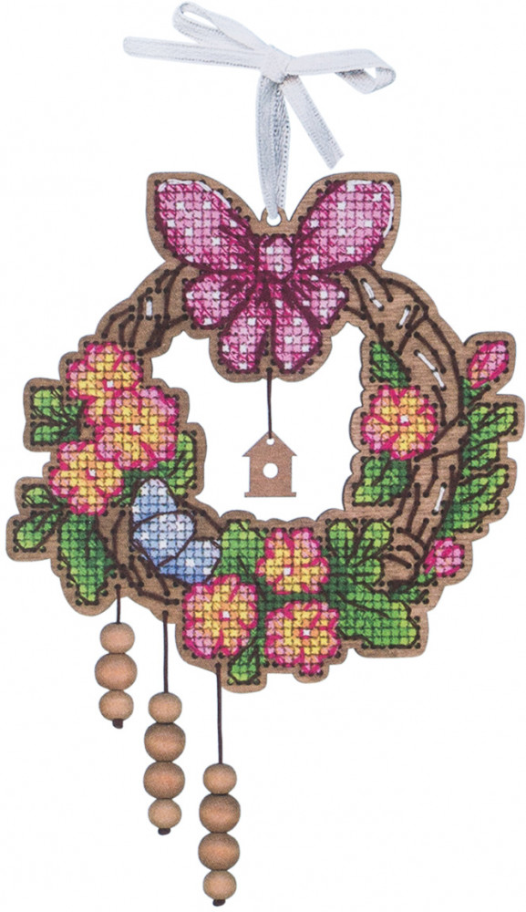 Набор для вышивания на деревянной основе «Пасхальный венок 2» | Щепка