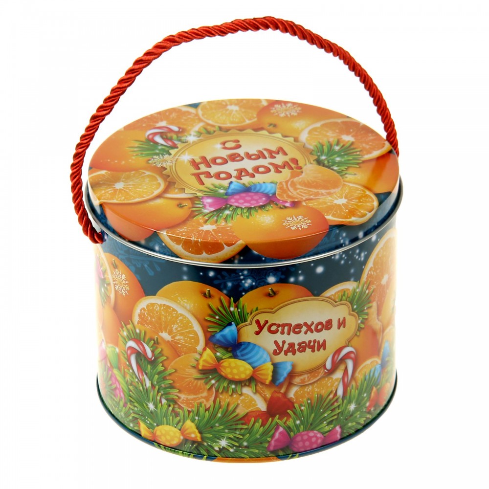 Подарочная банка жестяная-тубус «Мандарины»