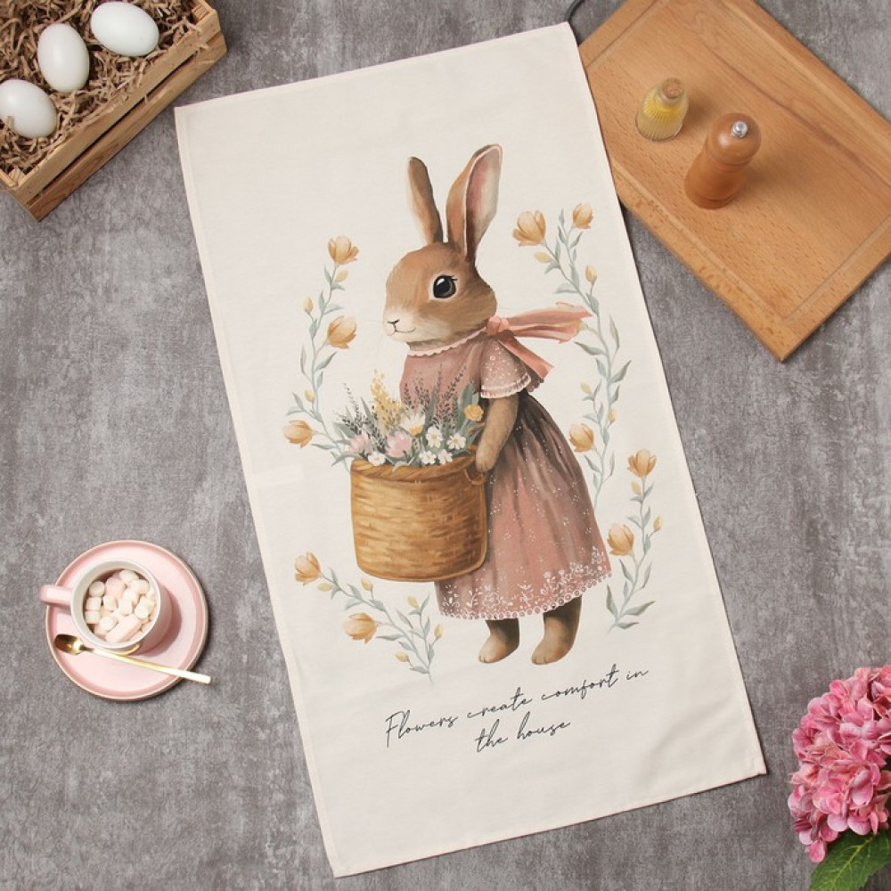 Полотенце кухонное «Зайчик с корзинкой» | Этель