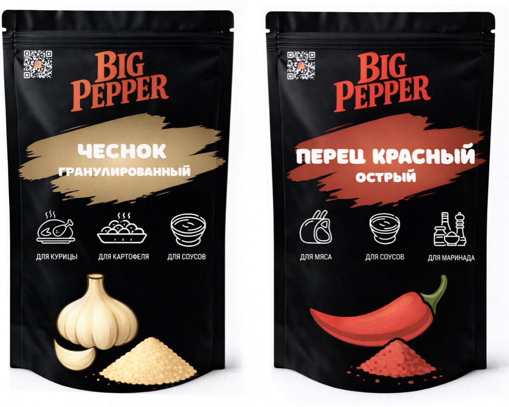 Набор приправ «Чеснок гранулированный и перец красный острый молотый» | Big Pepper