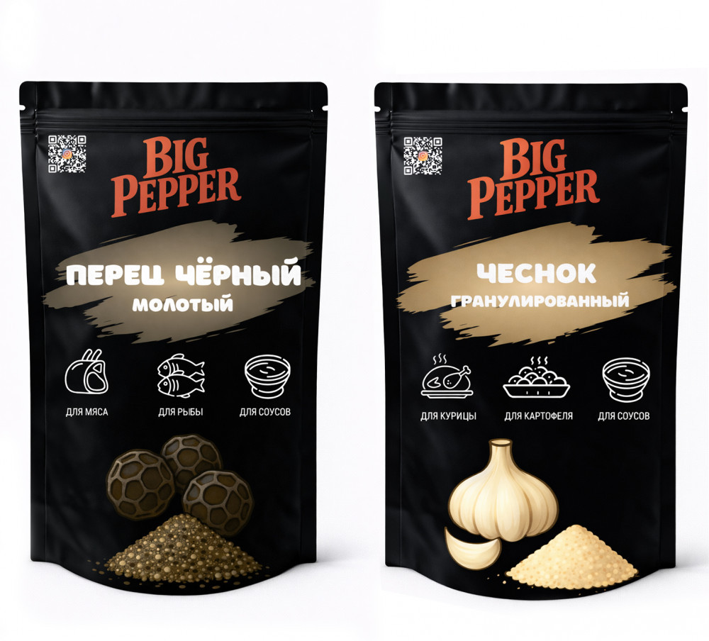 Набор приправ «Чеснок гранулированный и перец чёрный молотый» | Big Pepper