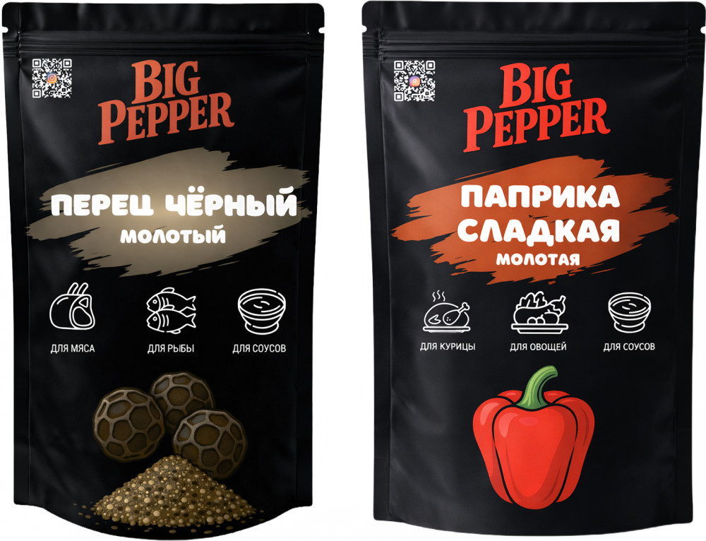 Набор приправ «Паприка сладкая молотая и перец чёрный молотый» | Big Pepper