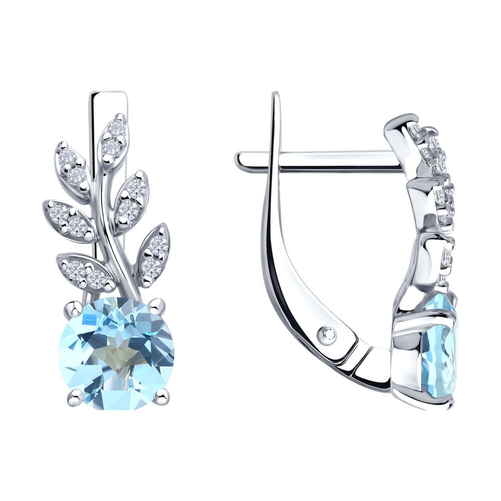 Серьги из серебра с топазами и фианитами | SOKOLOV