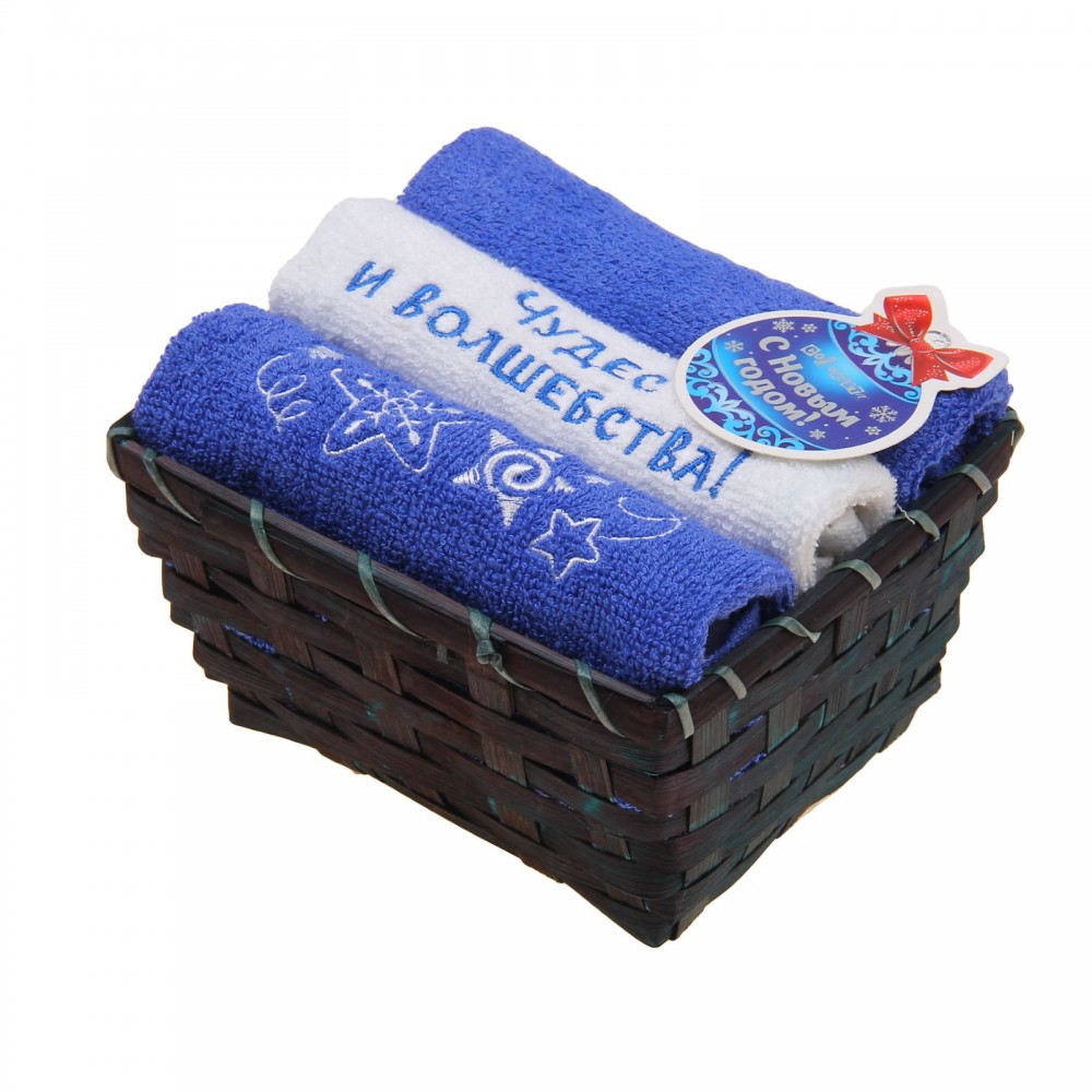 Набор полотенец в корзинке «Чудес и волшебства!» (40х40 см), 3 шт | Collorista