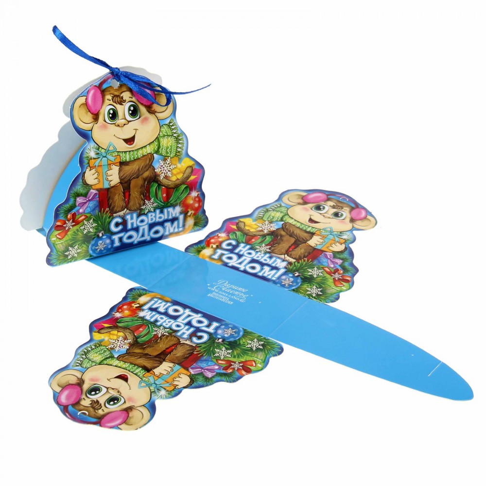Коробка сборная фигурная «Обезьянка на подарке», (9х3,5x9 см)