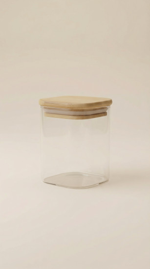 Банка квадратная стеклянная с крышкой