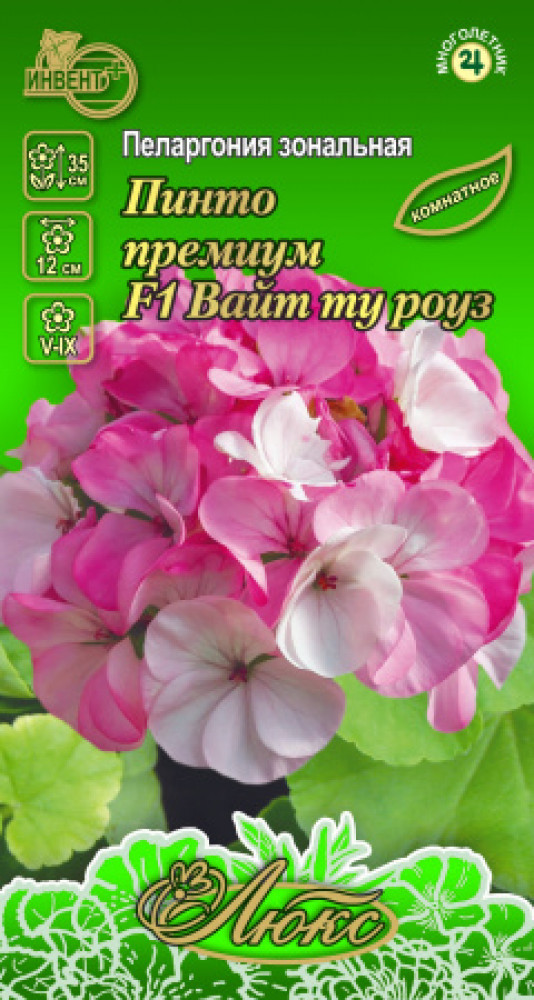Семена пеларгонии зональной «Пинто Премиум F1 Вайтт Ту Роуз» | Люкс | Инвент+
