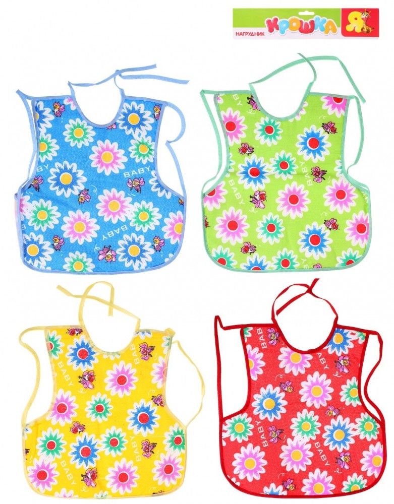 Нагрудник «Цветочки» непромокаемый, на завязках | Крошка Я