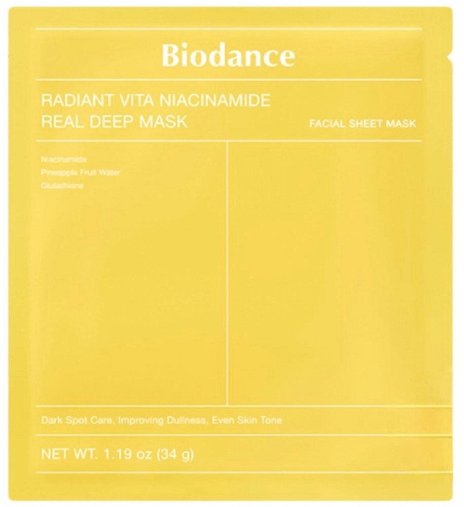 Гидрогелевая маска с ниацинамидом для сияния кожи «Biodance Radiant Vita Niacinamide Real Deep Mask» | Biodance