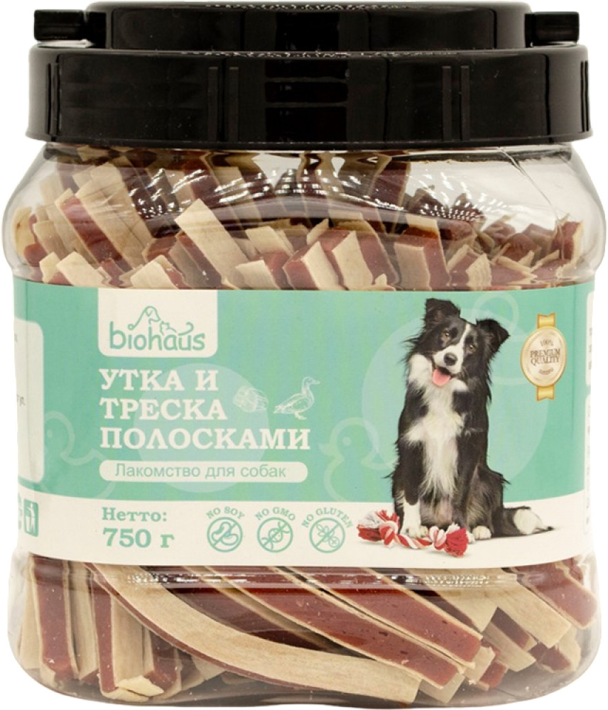 Лакомство для собак «Утка и треска полосками» | Biohaus