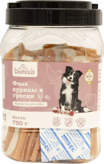 Лакомство для собак «Филе курицы и трески»