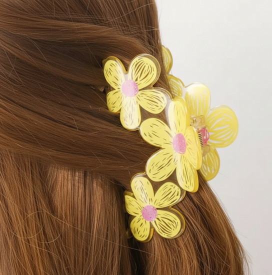 Заколка-краб для волос «Летние цветы»