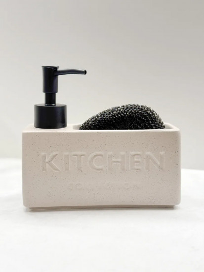Дозатор для моющего средства на кухню с губкой