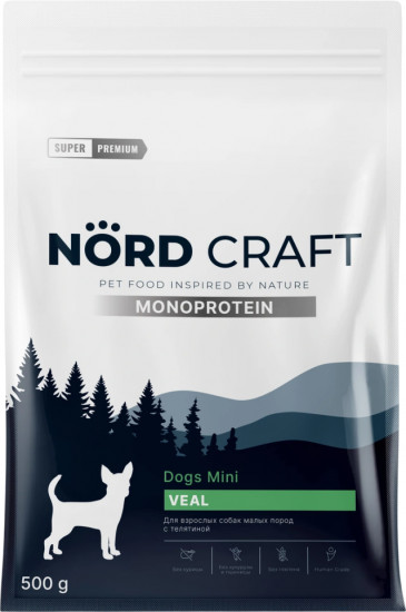 Корм для взрослых собак малых пород сухой с телятиной «Monoprotein»