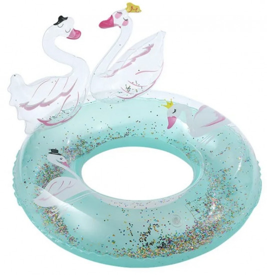 Детский надувной круг для плавания с блестками «Лебедь»