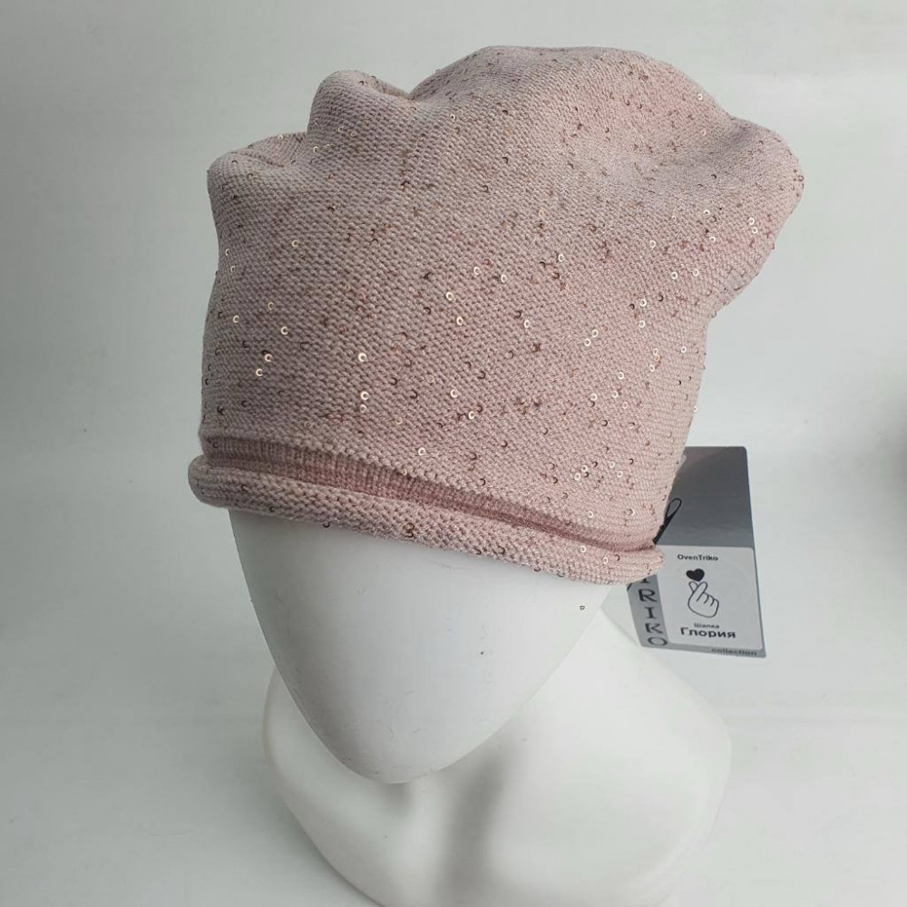 Шапка-лопатка женская с мини-пайетками без подклада «Глория» | Oven Triko