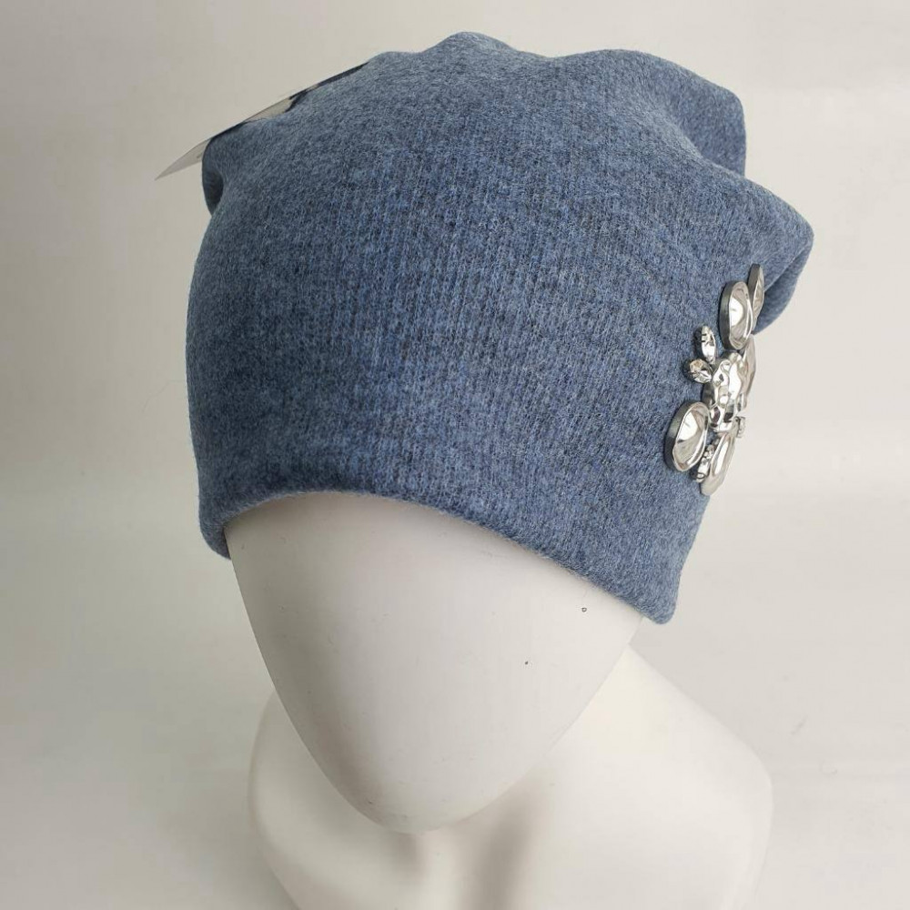 Шапка-конверт женская украшенная стразами. Одинарная вязка, без подклада | Mariv