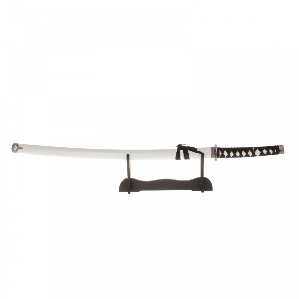 Катана сувенирная на подставке, белые ножны, черная обмотка