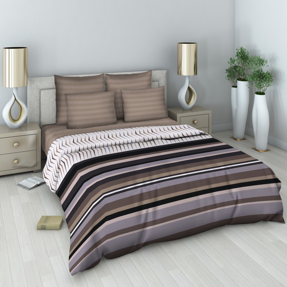 Комплект постельного белья «Благородный антрацит» (рис. 99, 1,5-спальный, поплин, 2 наволочки 70х70) | Золотая | ТДЛ Текстиль