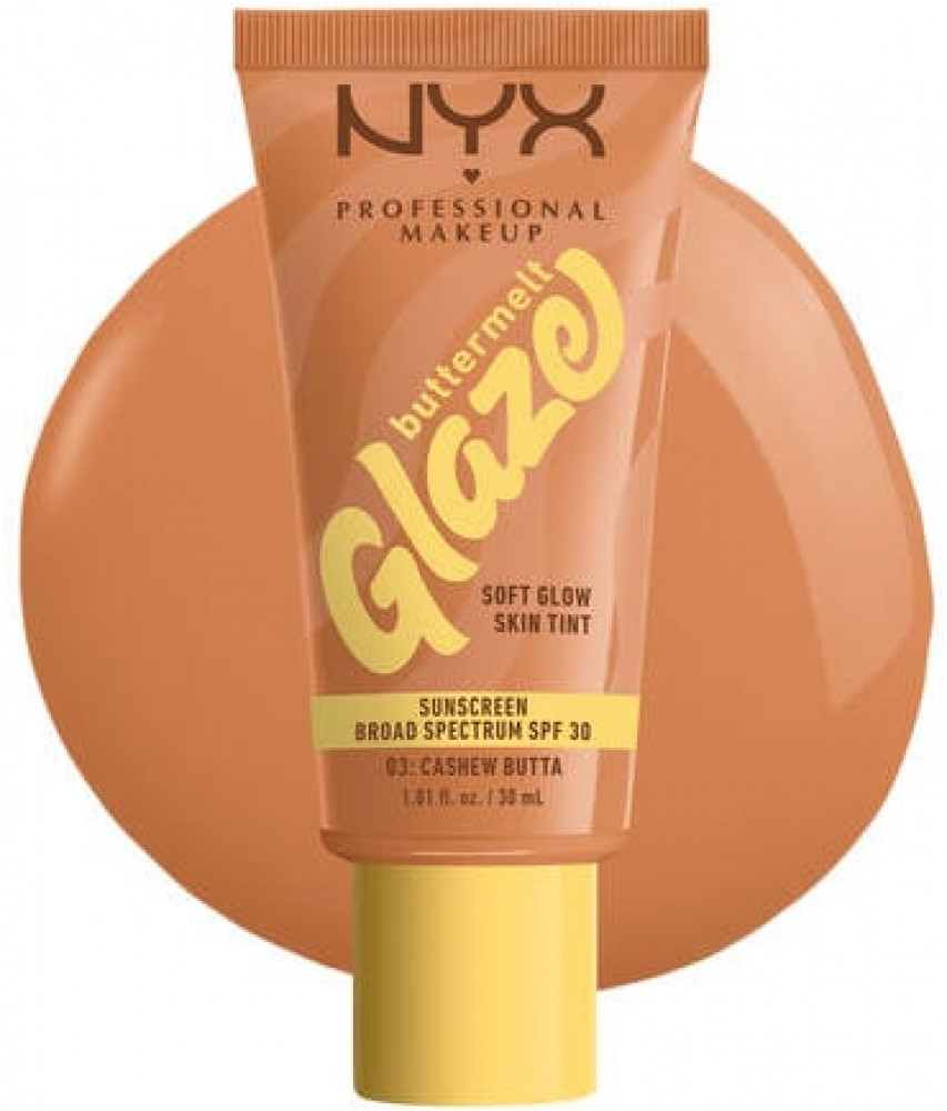 Тональный тинт для лица с эффектом сияния «Buttermelt Glaze» SPF 30, оттенок 03 Cashew Butta | NYX
