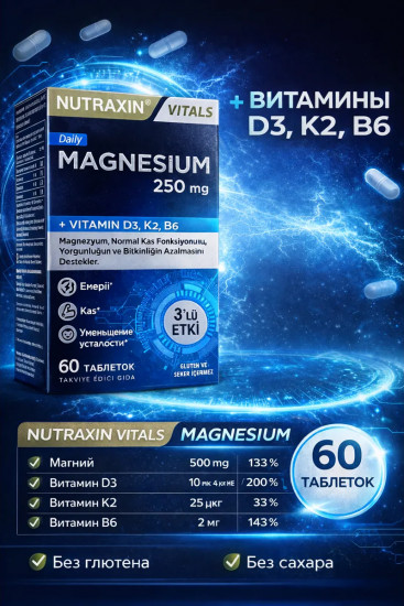 БАД «Magnesium Daily + Витамин D3, K2, B6»