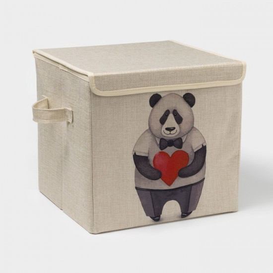 Короб стеллажный для хранения с крышкой «Влюблённая панда»