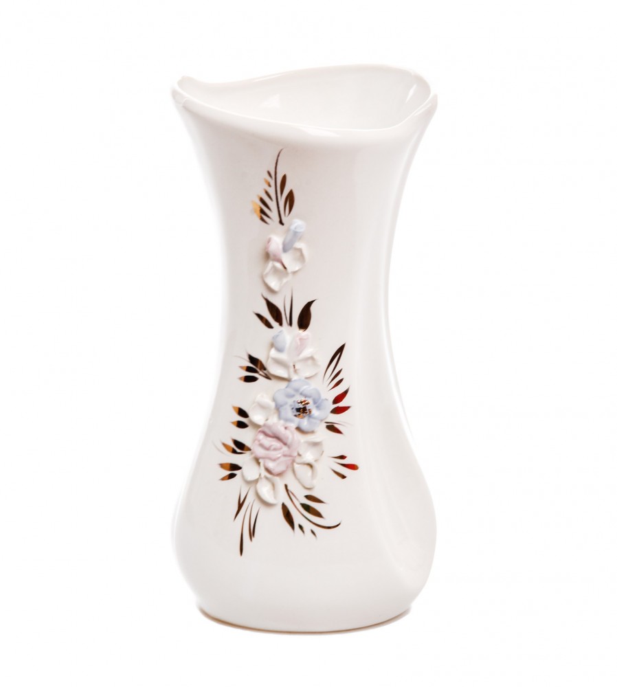 Ваза форма «Румба» золото, лепка, белая