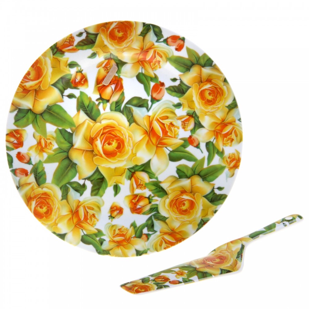 Тортовница с лопаткой «Чайные розы», 27 см