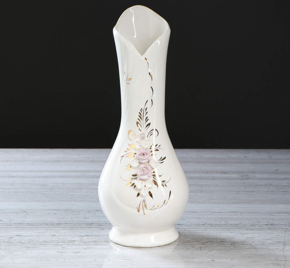 Ваза форма «Воротник» роспись золото, лепка