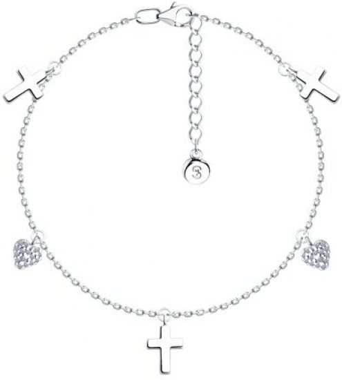 Браслет на ногу из серебра с фианитами | SOKOLOV