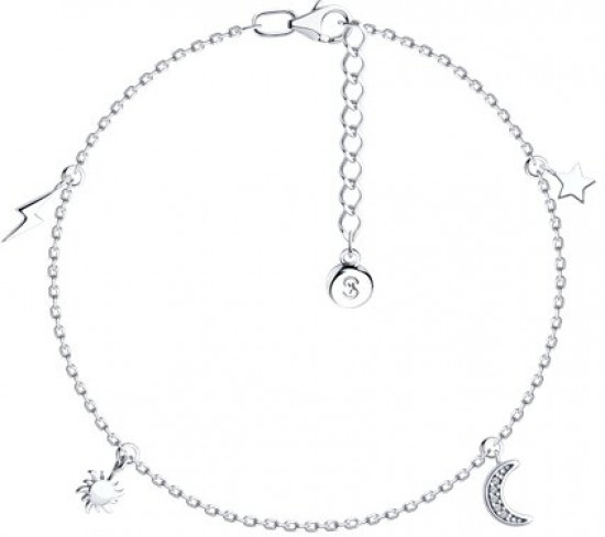 Браслет на ногу из серебра с фианитами | SOKOLOV