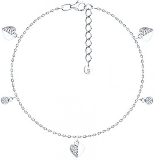 Браслет на ногу из серебра с фианитами | SOKOLOV