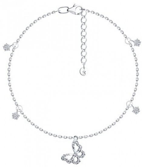 Браслет на ногу из серебра с фианитами | SOKOLOV